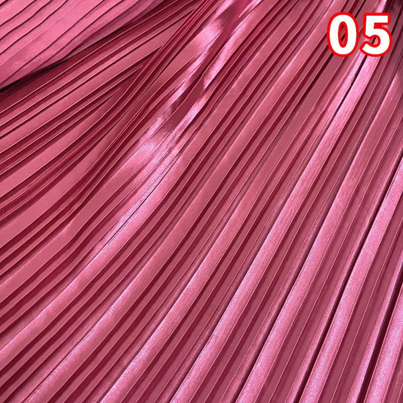 Pleated Satin Fabric By Meter for Needlework Dress Skirt Costume Clothes Diy Sewing Cloth Soft Glossy Smooth Plain White Pink