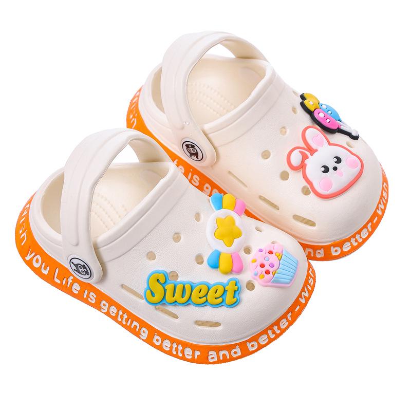 Kids' Summer Non-Slip Cartoon Indoor Shoes: Cute Soft Sole Closed-Toe Sandals for Toddlers.