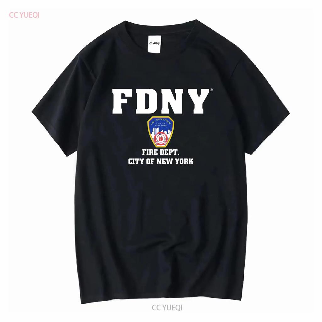 NYC Fire T Shirt Vintage Blue large department New York City Y2k long or short sleeves vintage Washed streetwear Stylish