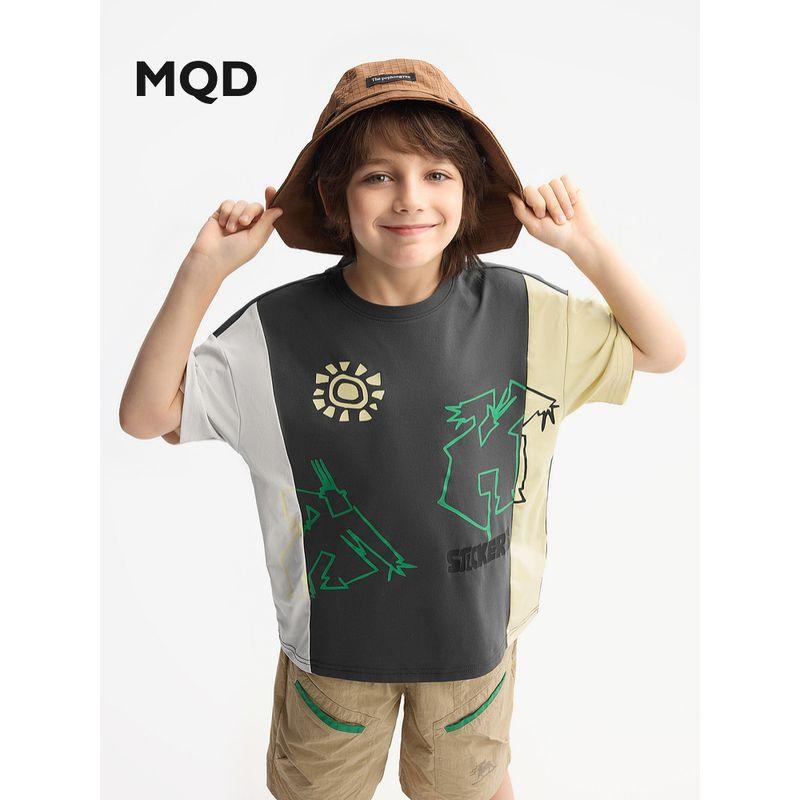[Moisture-Absorbing and Quick-Drying] Mqd Children's Clothing Boys' Short-Sleeved T-Shirt Summer New Style Children's Color-Blocking Top