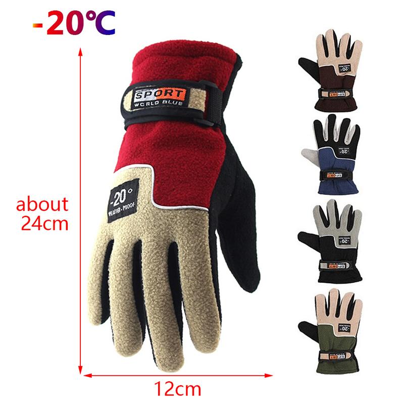 -20℃ Gants chauds d'hiver en polaire pour hommes Gants thermiques de cyclisme pour la neige Gants épais Moufles en polaire polaire pour hommes Sports de neige Gants coupe-vent
