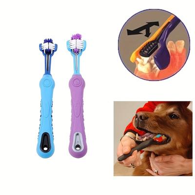 3stranný zubní kartáček pro domácí mazlíčky pro účinné čištění zubů psů a koček Oral Care Tříhlavý víceúhlový kartáček na zuby Bad Breath Clean