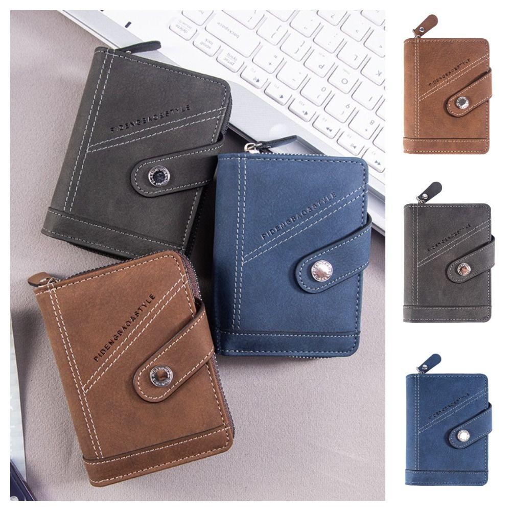 

Waterproof Bifold Wallet Retro Men Card Holder Casual Money Clip Youth синій