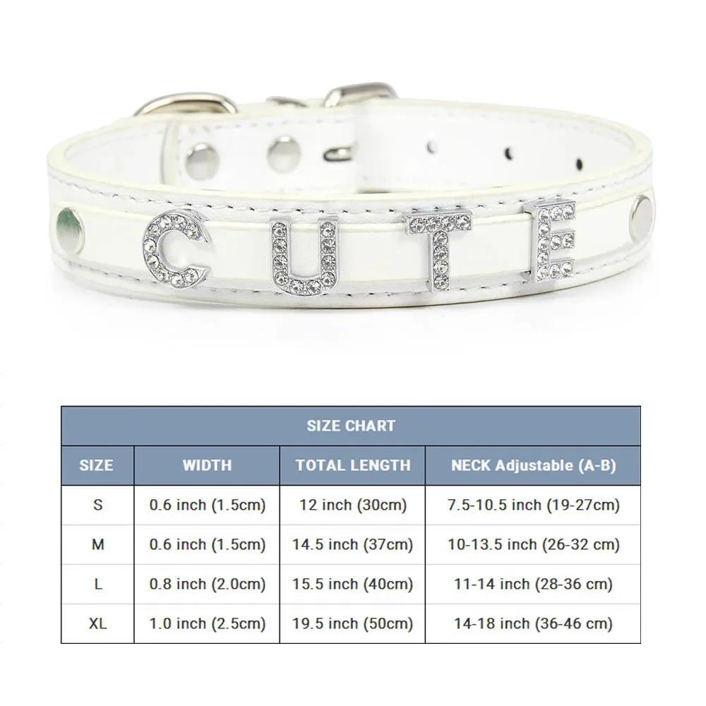 (Lettera Gratuita con Strass Bling)Collare Personalizzato in Pelle per Gatto Cane Collari per Cuccioli per Cani Piccoli Medi Target Nome ID Personalizzato