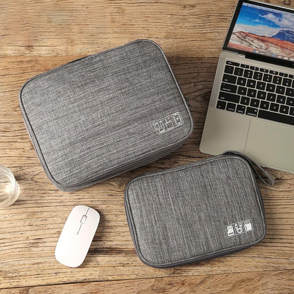 Portable Polyester Cable Organizer Bag Waterproof Tangle-Free USB Organizer Charger Cable Case Electronics Organization