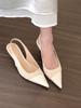 Temperament pointed splicing high heels women's summer gentle thin heel side empty sandals shallow mouth bag head sandals high heels