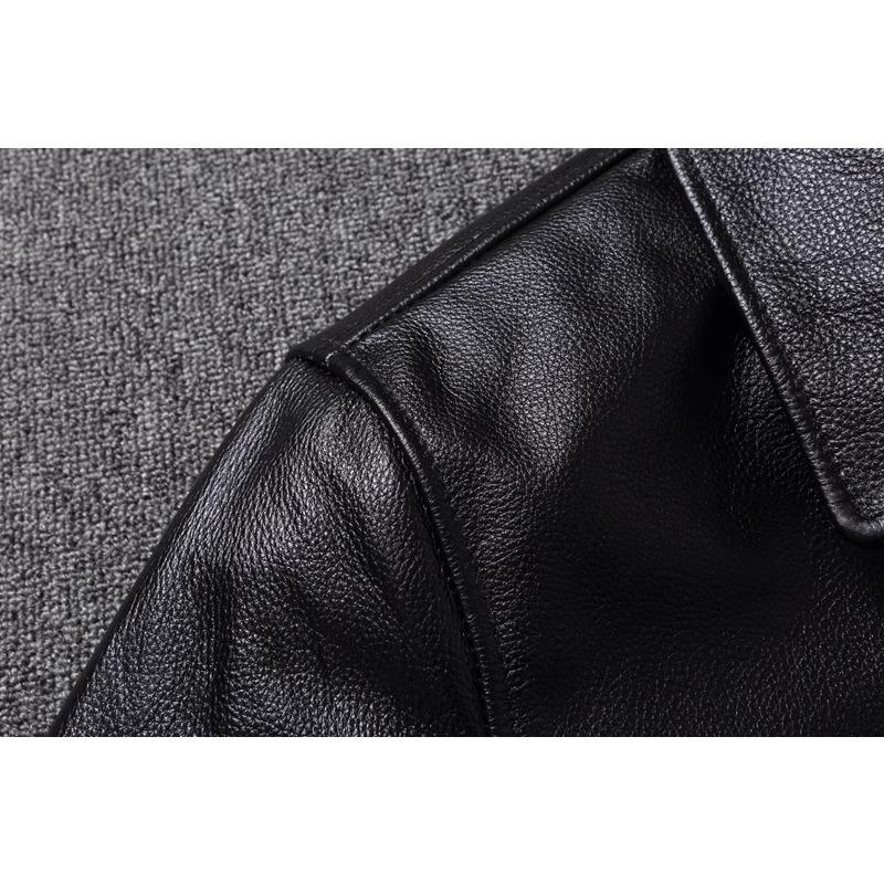 Chinese Size Men Genuine Leather Jacket Natural Cowhide Short Slim Turn Down Collar Men's Leather Jacket Spring Autumn