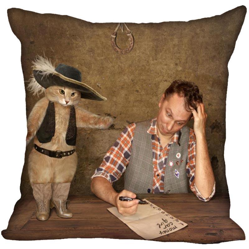 Bedroom Home Office Decor Pillowcase Square  Funny Cat Animal