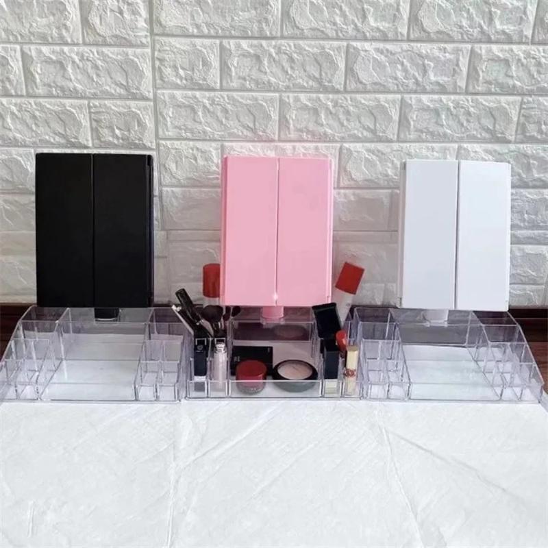 Multifunctional LED Makeup Mirror 1/2/3X Magnifying Vanity 180° Rotation With 22 LED Lights Household Desktop Makeup Lighting