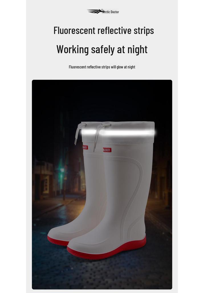 DR.ARCTIC Men's Reflective Ankle Rain Boots - Stylish, Round Toe, Anti-Slip.