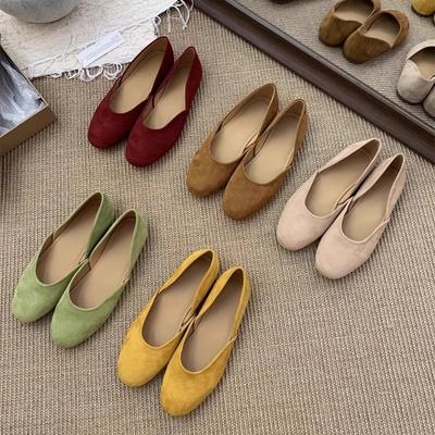 Flat-soled Suede Single Shoes Women's New Grandma Shoes One-pedal Commuter Shoes Soft-soled Temperament Women's Shoes