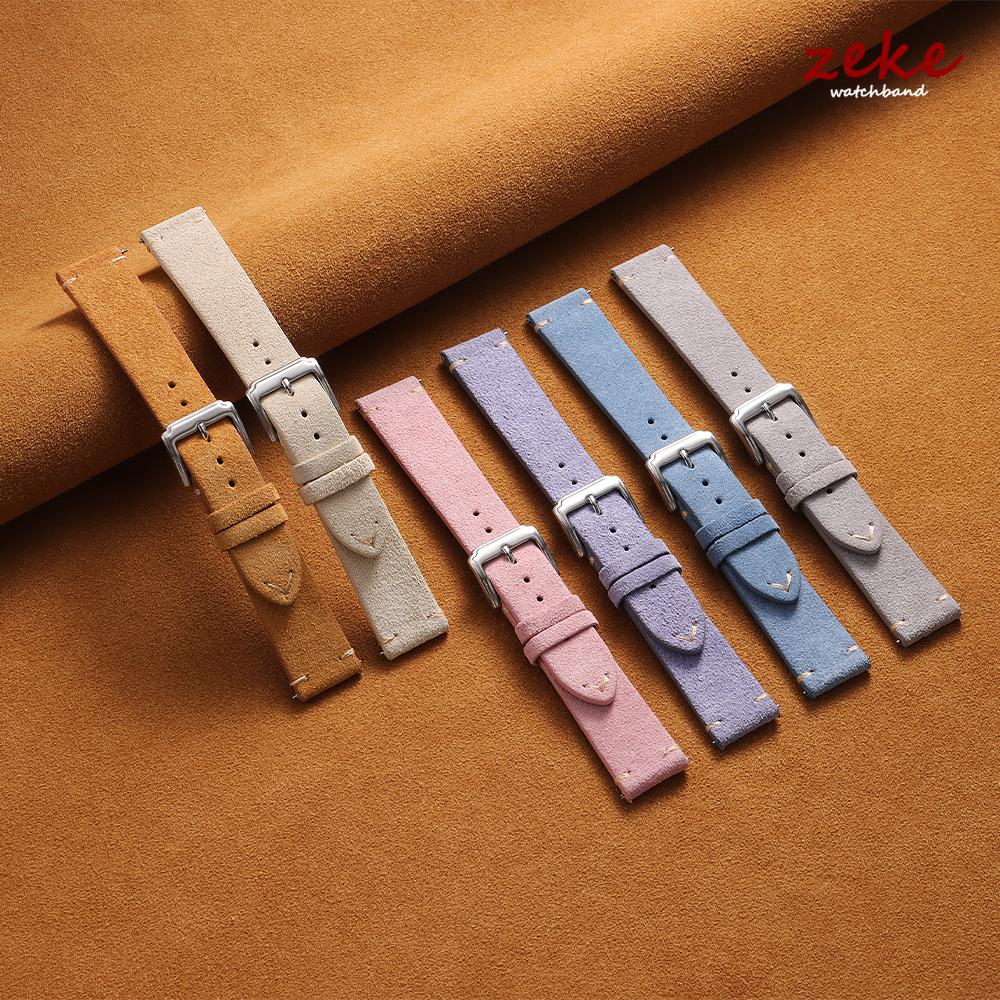 14mm 16mm 18mm 20mm 22mm Quick Release Bracelet Soft Suede Strap Calfskin Bracelet for Women Men Brown Wristband Smartwatch Band