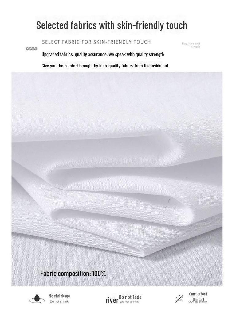 Men's Summer Heavyweight White Short-Sleeve Cotton Shirt - Solid Color Casual Lapel Design