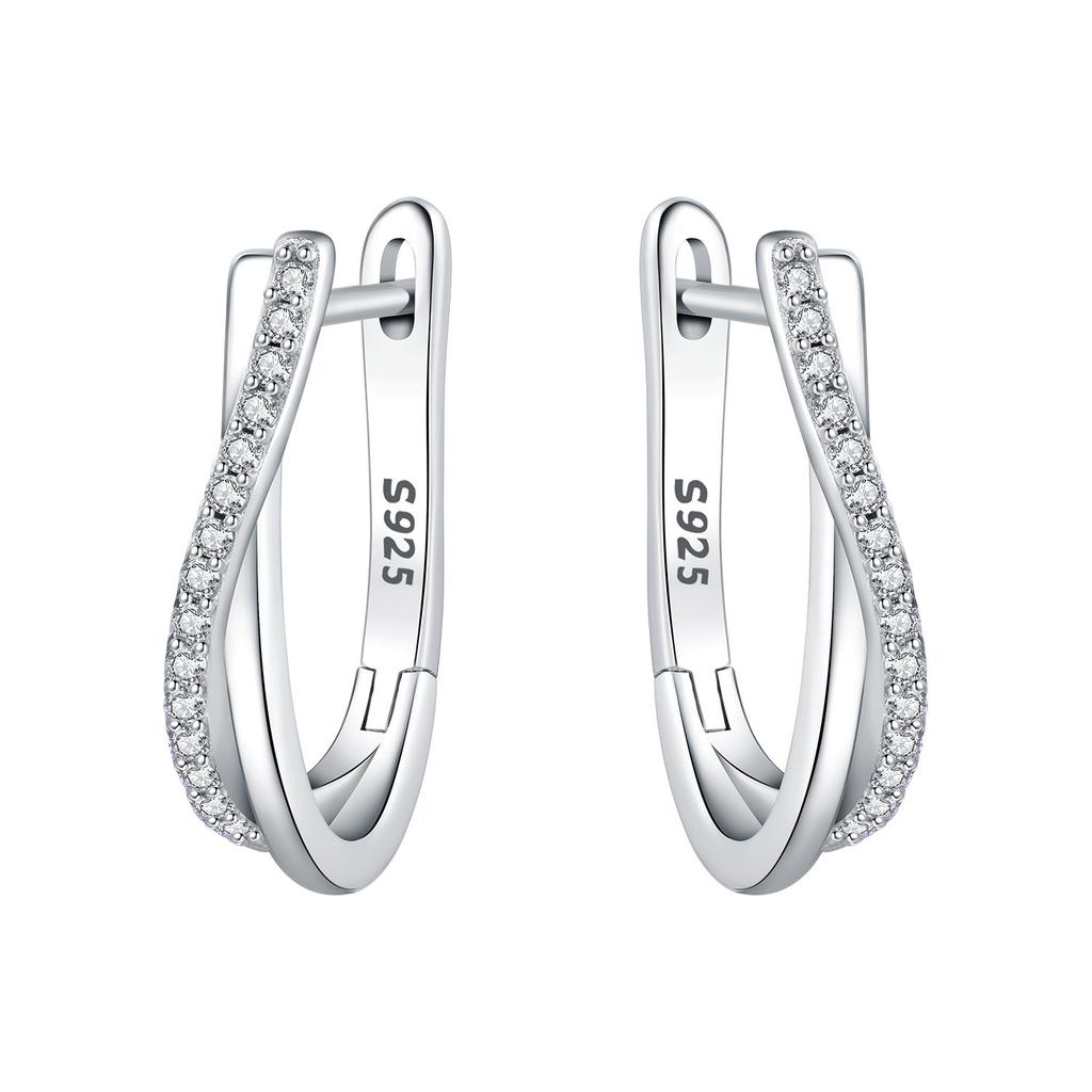 925 Sterling Silver Curve Weaving Large Circle Series Earring Jewelry Versatile Hoop Earrings for Women Jewelry Fine Gifts