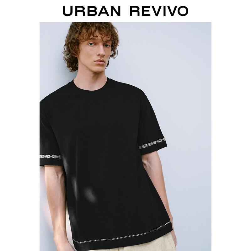 UR2026 Men s Embroidered Cotton Round Neck T-shirt XS