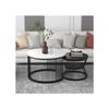 Table basse gigogne - MUVOE - Ensemble de 2 pièces - MDF brillant - Cadre noir - Design moderne
