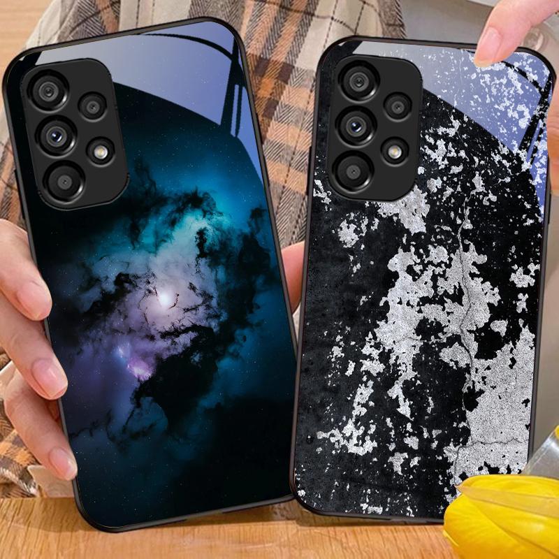 Graffiti-Tintenmalerei Für Samsung Galaxy S10 S20 Plus S21 FE S22 S23 S24 FE S25 Ultra Schwarz Gehärtetes Glas Handyhülle Harte Schale