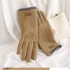 Zimowe damskie rękawiczki Vintage wiatroodporne dotykowe utrzymujące ciepło aksamitne rękawiczki dla kobiet pluszowe do jazdy konnej jazdy samochodem jednokolorowe rękawiczki
