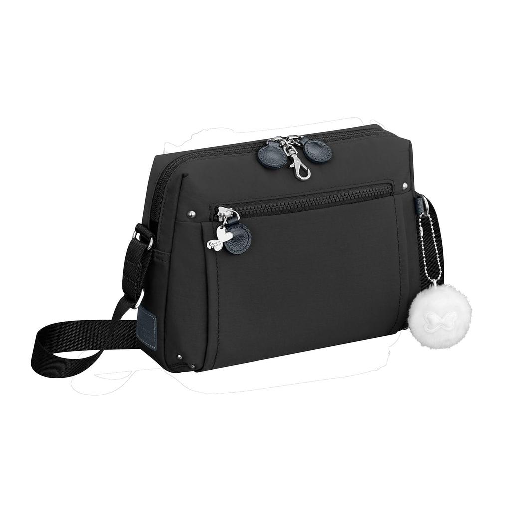 Kanana Project PJ8-3rd 62105 Umhängetasche, Querformat, für 500ml PET-Flaschen, Hintertasche, Schwarz
