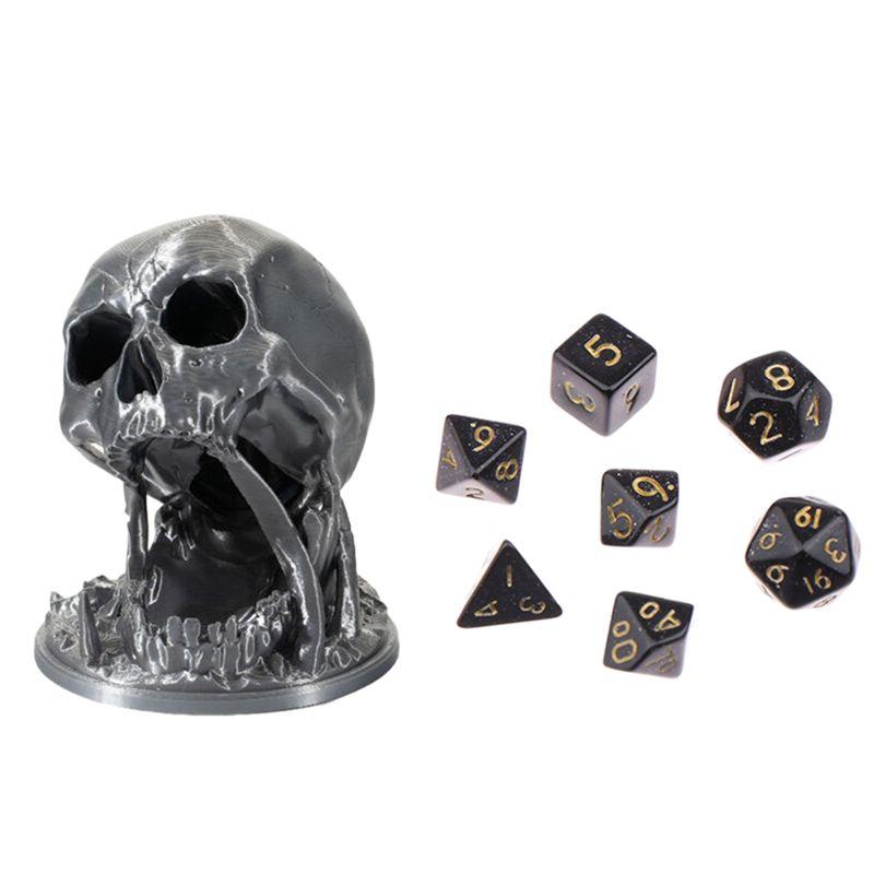 AEE2-Skull Dice Tower 3D Printed DND Dice Rolling Tower Dice Set Included Tabletop Roleplaying Game Dice Roller Tower серебряный