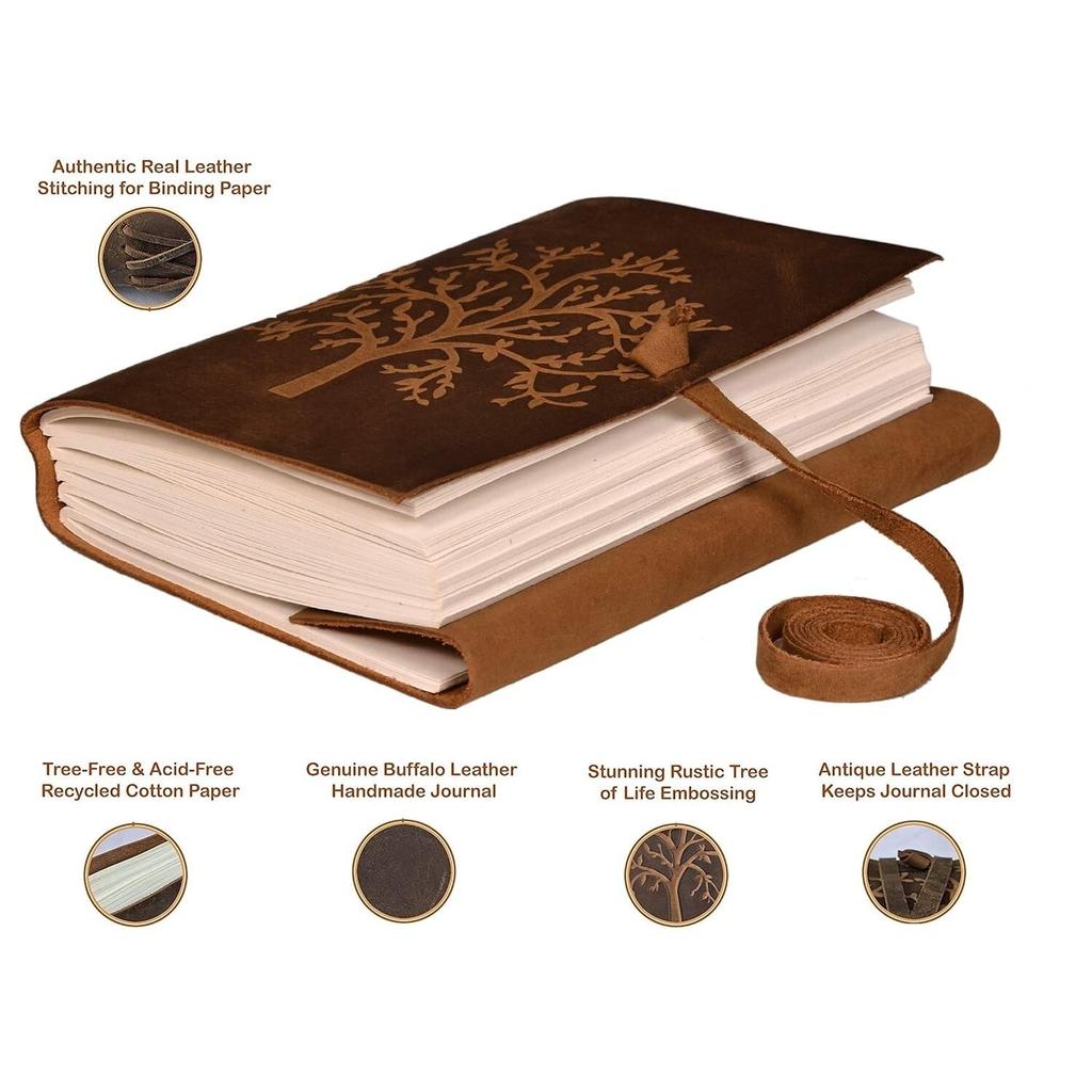 RSINC Tree Pattern Embossed Leather Diary of size 5 by 7 Inches in Brown Colour JL286093830617