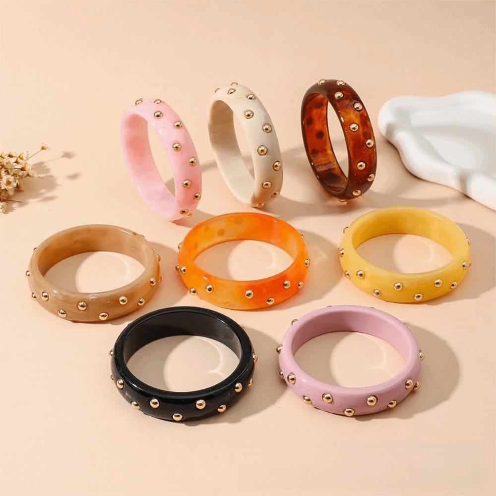 Punk Style Resin Bangle Vintage Chunky Bracelet Metal Point Wide Bangle Women Accessories