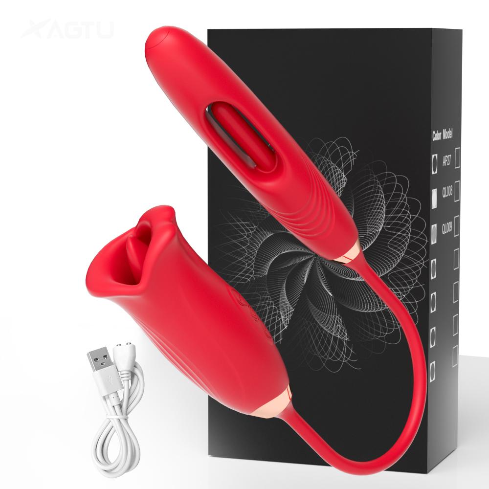 Touchhoney Patting Vibrator for kvinner med tunge slikker brystvorten Oral Suger Klitoris Stimulator G Spot Voksne Varer Sexleketøy