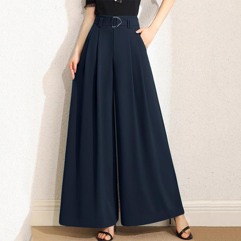 

Женские повседневные брюки ZANZEA с эластичной резинкой на спине и широкими штанинами 5XL темно-синий