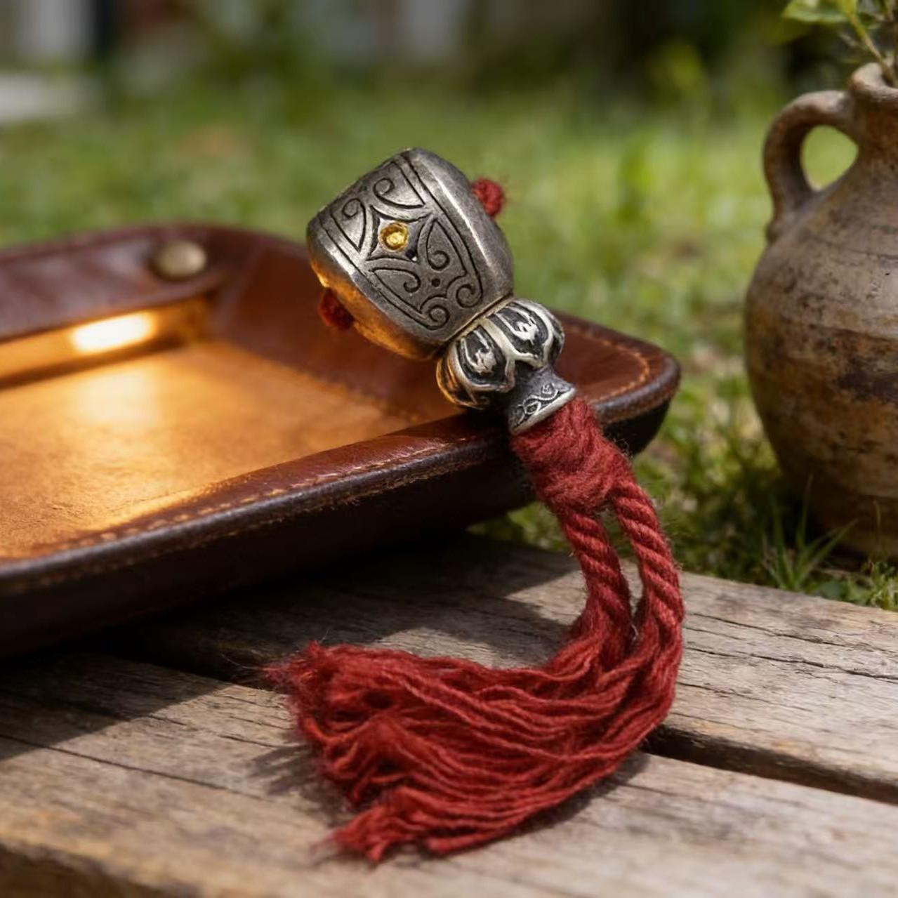 Tibetan Geometric Buddha Head Connector for Bodhi Prayer Beads 7mm