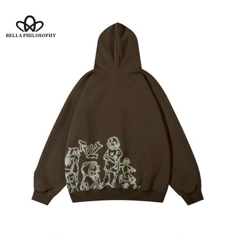 Y2K Graffiti Street Volný čas Sportovní Mikina Volný Kreslený Potisk Svetr Svetr Hip Hop Pánské a Dámské