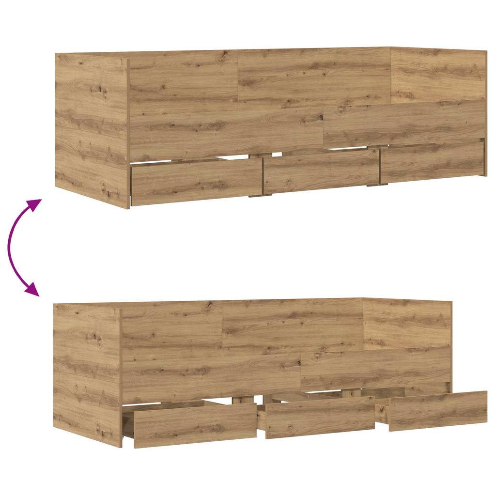 Daybed with Drawers Craft Oak Engineered Wood