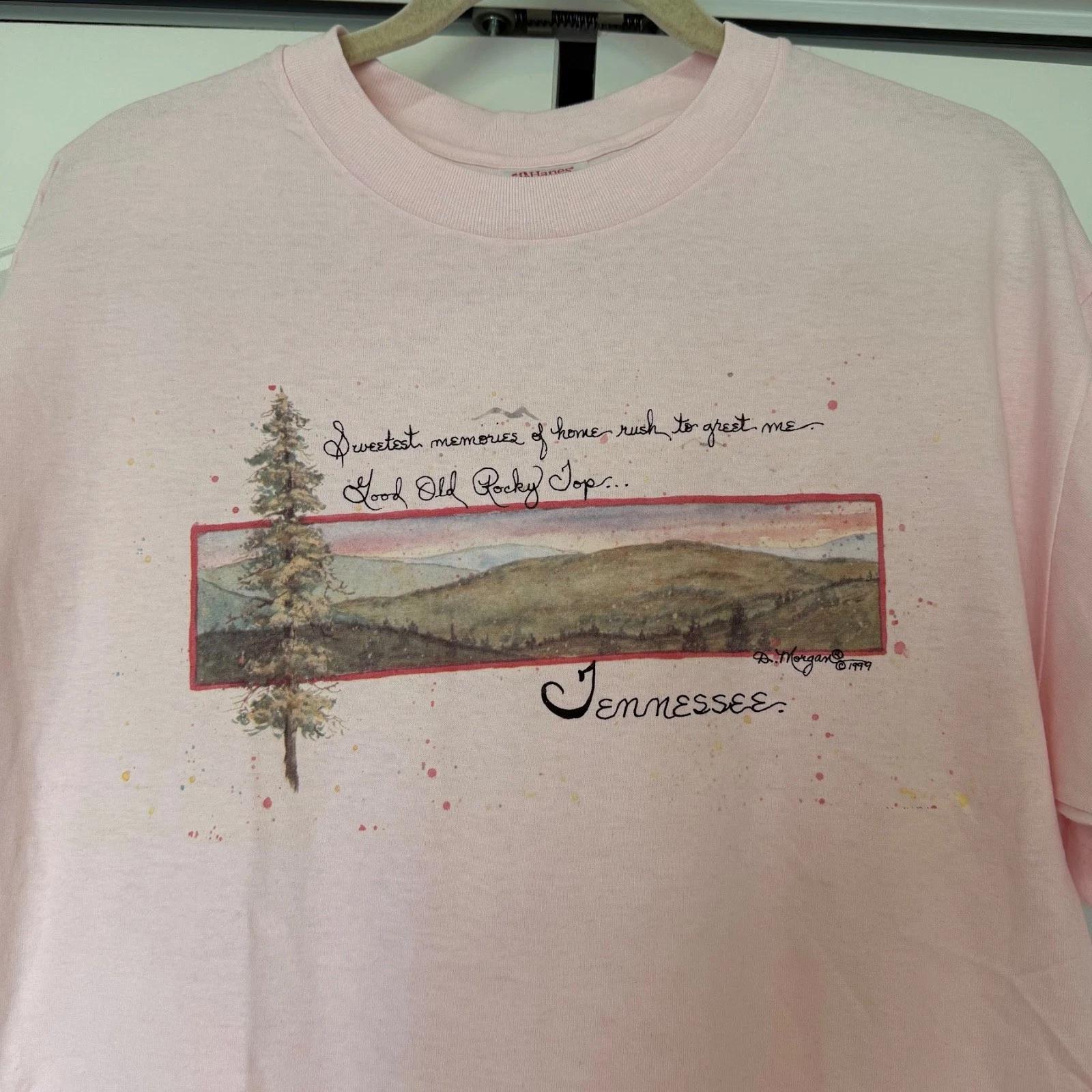 New VTG Baby Pink Rocky Top Tennessee Graphic T-shirt 90s Y2K 2000s Large 3XL