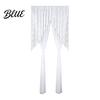 French Retro Style Door Drape Sheer Lace Curtain Embroidered Floral Doorway Curtain with Beads Embroidery Room Divider Rod Pocket for Bedroom Living