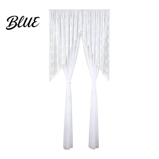 French Retro Style Door Drape Sheer Lace Curtain Embroidered Floral Doorway Curtain with Beads Embroidery Room Divider Rod Pocket for Bedroom Living