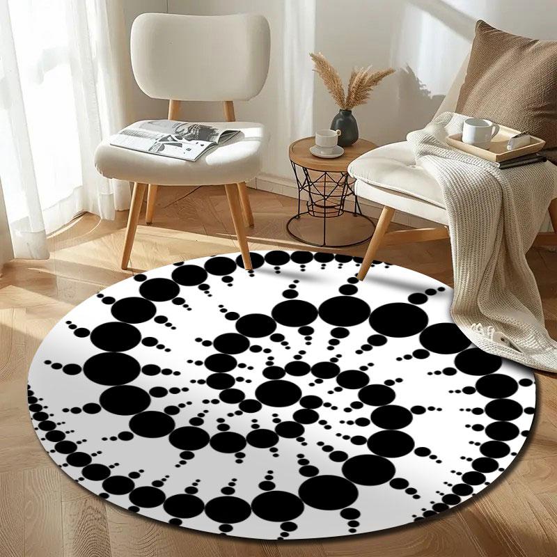 Vintage Round Moon Multicolor Rug Mat, Non-Slip Floor Mat for Office