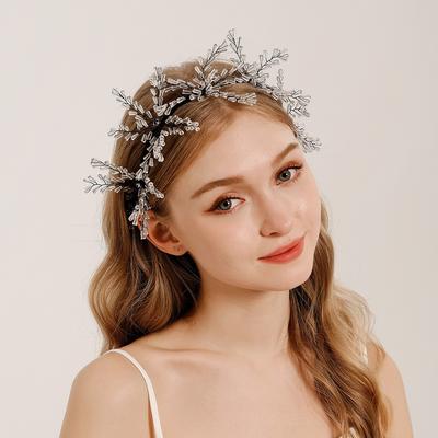 Korea's New Elegant and Sweet Bridal Headband, Luxury Wedding Accessories, Headwear, Heavy Woven Crystal Flower Headband