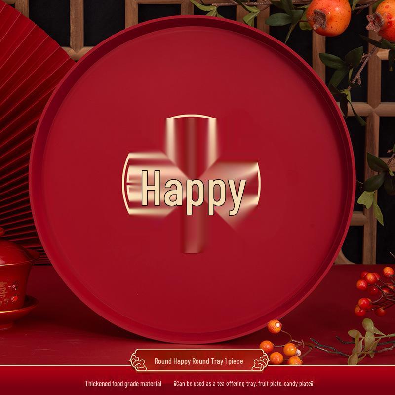 Red Wedding Toasting Tray: Tea, Fruit, Candy Dish – Wedding Supplies, Happy Tray by Wang Jin