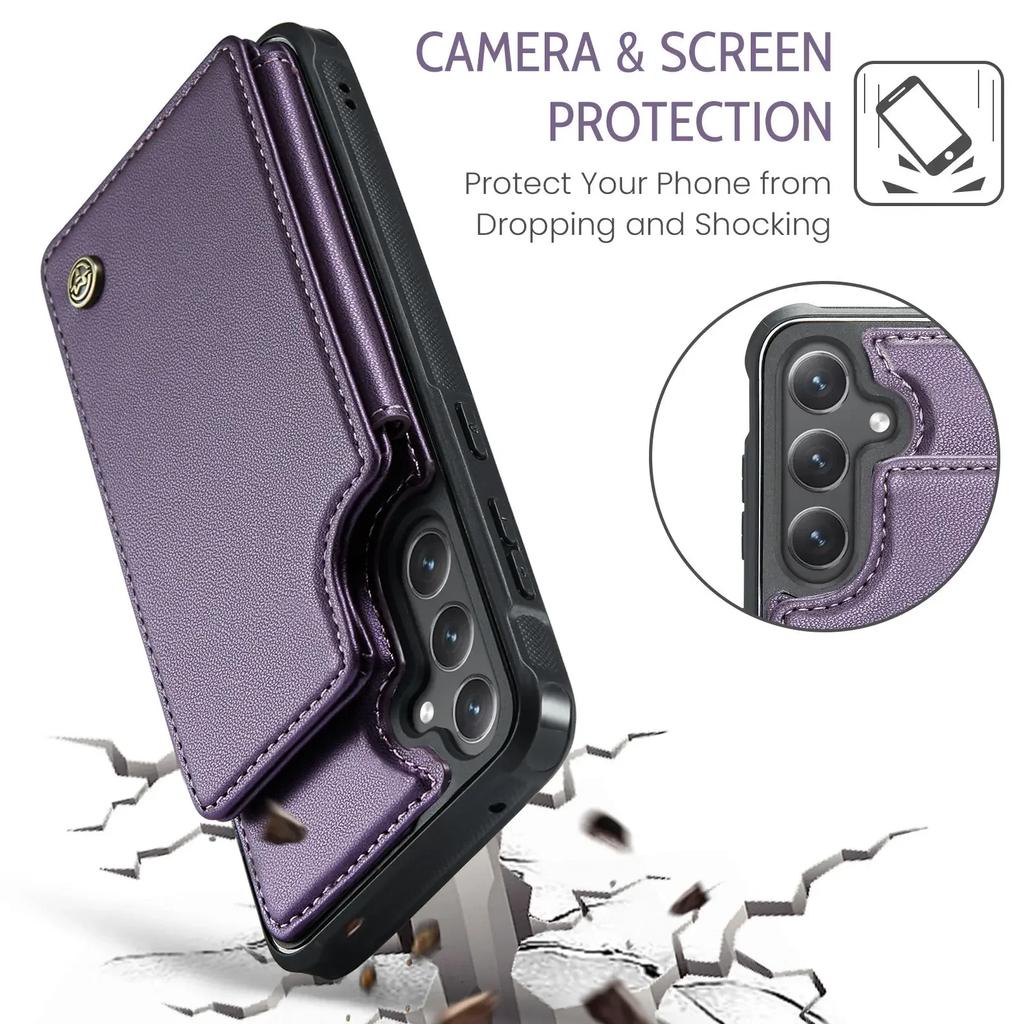 For Samsung Galaxy S23 S22 S21 S20 Ultra Wallet Case with Card Holder&RFID Blocking PU Leather Kickstand Magnetic Clasp Case