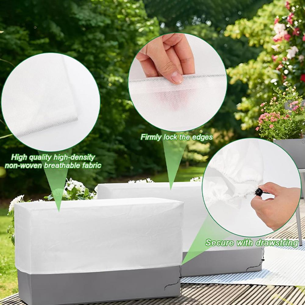 Rectangular Planter Box Cover Winter Freeze Protection Cover with Drawstring Planter Box Frost Protection Cover for Plants