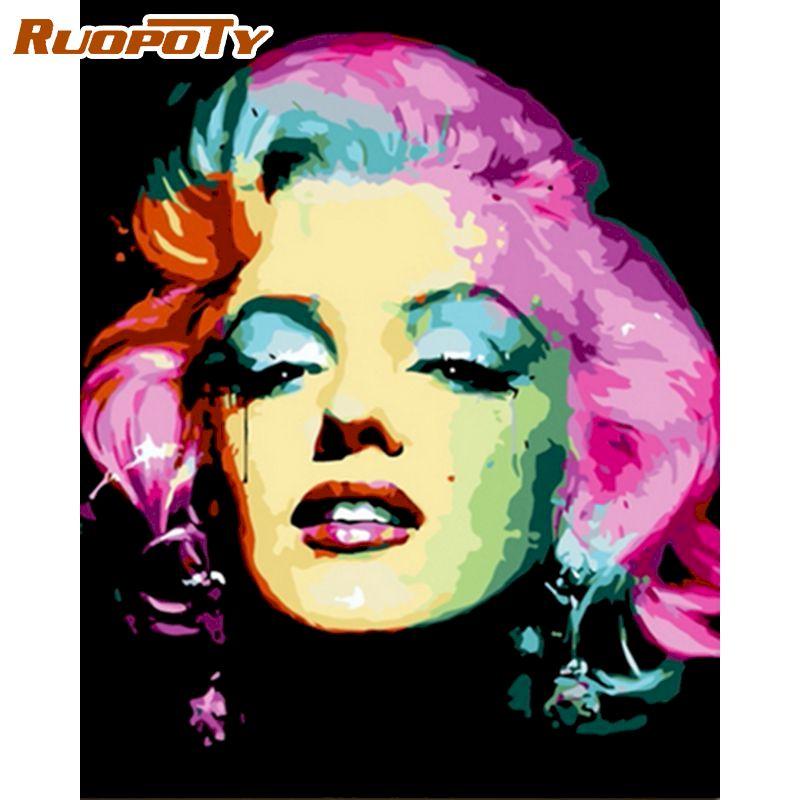 RUOPOTY Modern Lady Painting By Numbers Handmade Home Decoration Figure Picture Canvas Painting For Home Decor 40x50CM
