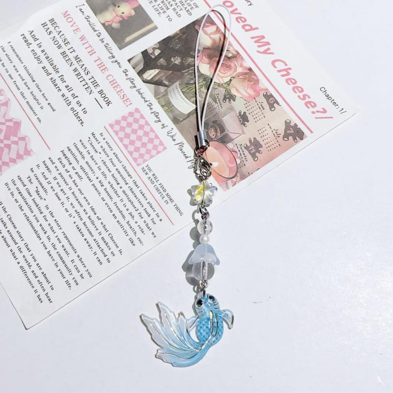 Aesthetic Gradient Goldfish Phone Charms With Shiny Star And Bead Decor Perfect For Phone Decoration Bag Pendant Girls Gift