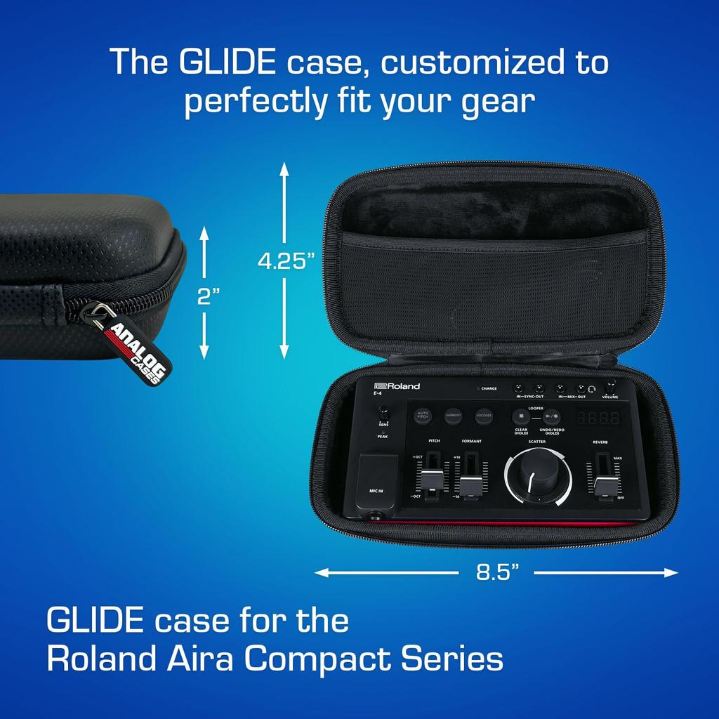 CASES ANALÓGICOS Case Roland AIRA para Ajuste Personalizado Estojo Compacto Glide para Viagem P-6 / T-8 / S-1 / J-6 / E-4,