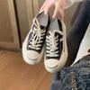 Studiolee Classic Round Head Thick-soled Lace-up Heightened Low-top Open Smile Casual Canvas Shoes Women's Shoes