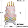 2PCS Happy Birthday Cake Foil Balloons, 34 Inch Standing Helium Balloons Funny Birthday Balloon For Girls Women Boys Men Kids Birthday Party