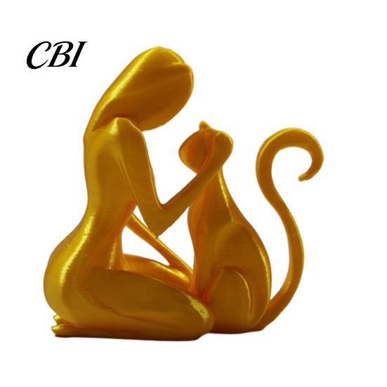 One-piece Molding Figure 3D Printed Sculpture, One-Piece Desktop Figure, Abstract Stable Sculpture Decor Woman Cat Art Ornament for Home Gift