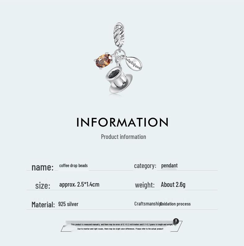 Mocha Coffee Cup Pendant - Sterling Silver S925 Jewelry SCC2467