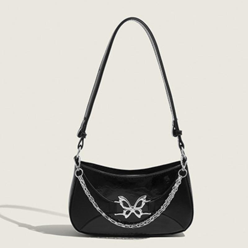 

trendy high-end girls armpit bag texture silver butterfly shoulder bag summer popular Spice Girl chain women s bag чёрный