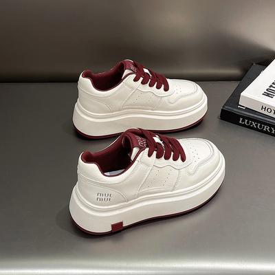 Moda 2024 Novos Sapatos Femininos Sapatos Rasos de Couro Primavera Outono Chunky Respirabilidade Tênis Casuais Zapatillas Mujer