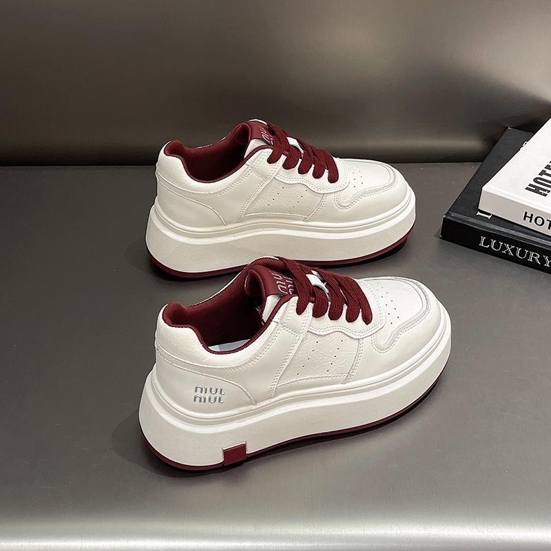 Fashion 2024 New Women's Shoes Leather Flat Shoes Spring Autumn Chunky Breathability Casual Sneakers Zapatillas Mujer