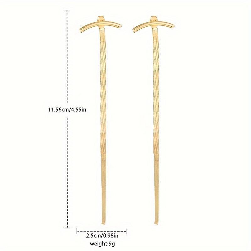 Long Snake Chain Earrings for Women Golden Glossy Arc Geometric Statement Minimalist Fashion Jewelry Gifts